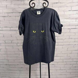 Vintage 80's Black Cat Graphic Tee – Tennessee River Gold, Size L, Made in USA